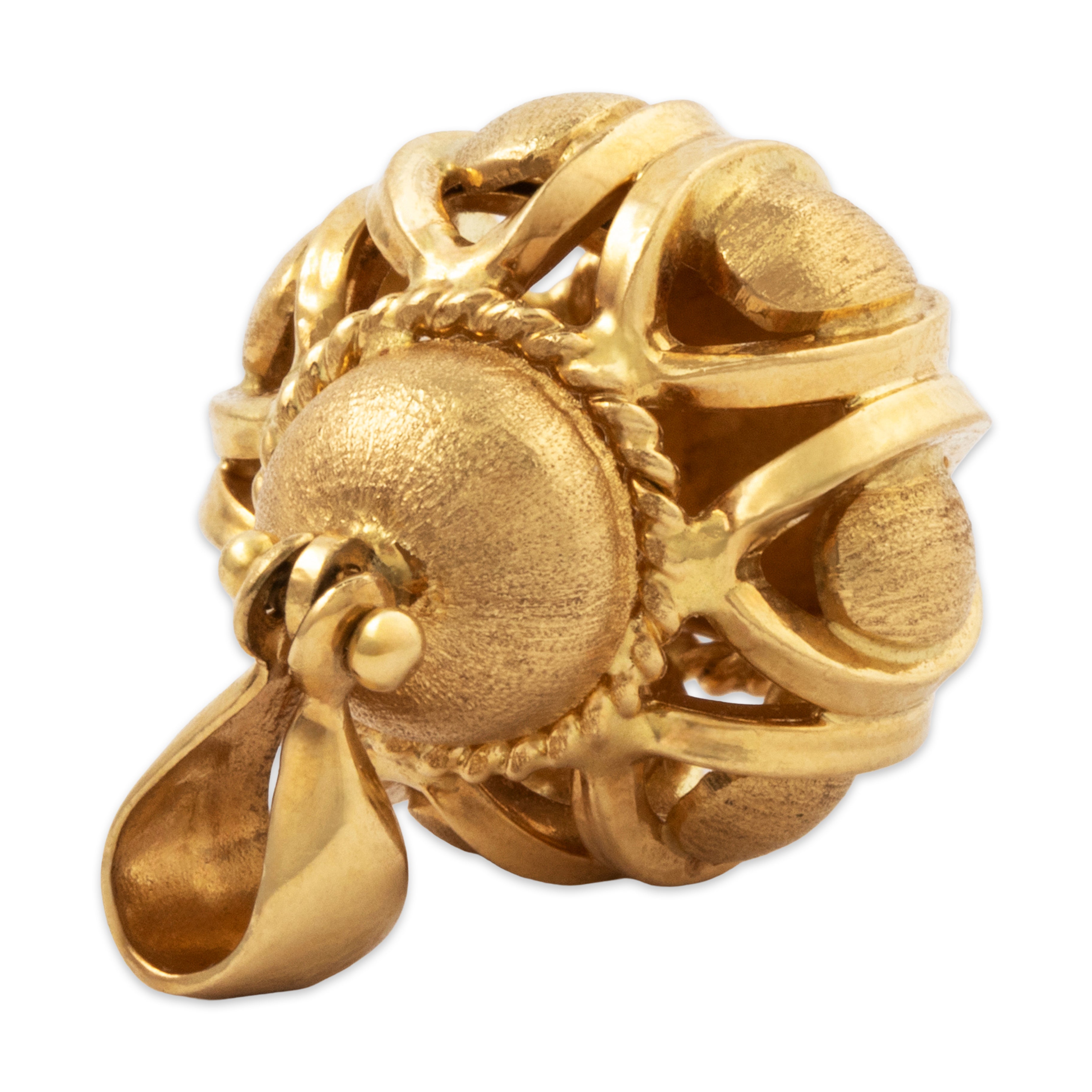 Vintage Italian 18k Yellow Gold Brushed Lantern Charm / Pendant、mySite、hinf8tx79