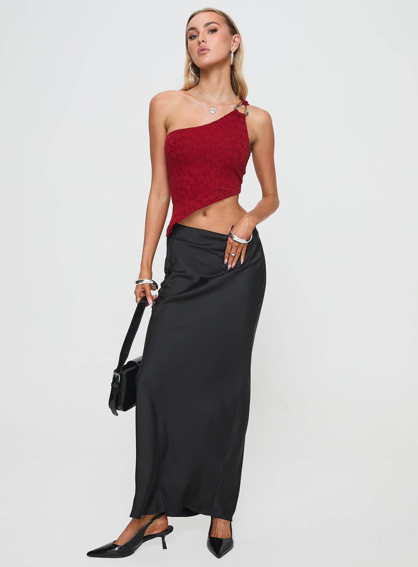 Toomba One Shoulder Top Blurred Lace Red、mySite、solidvoid