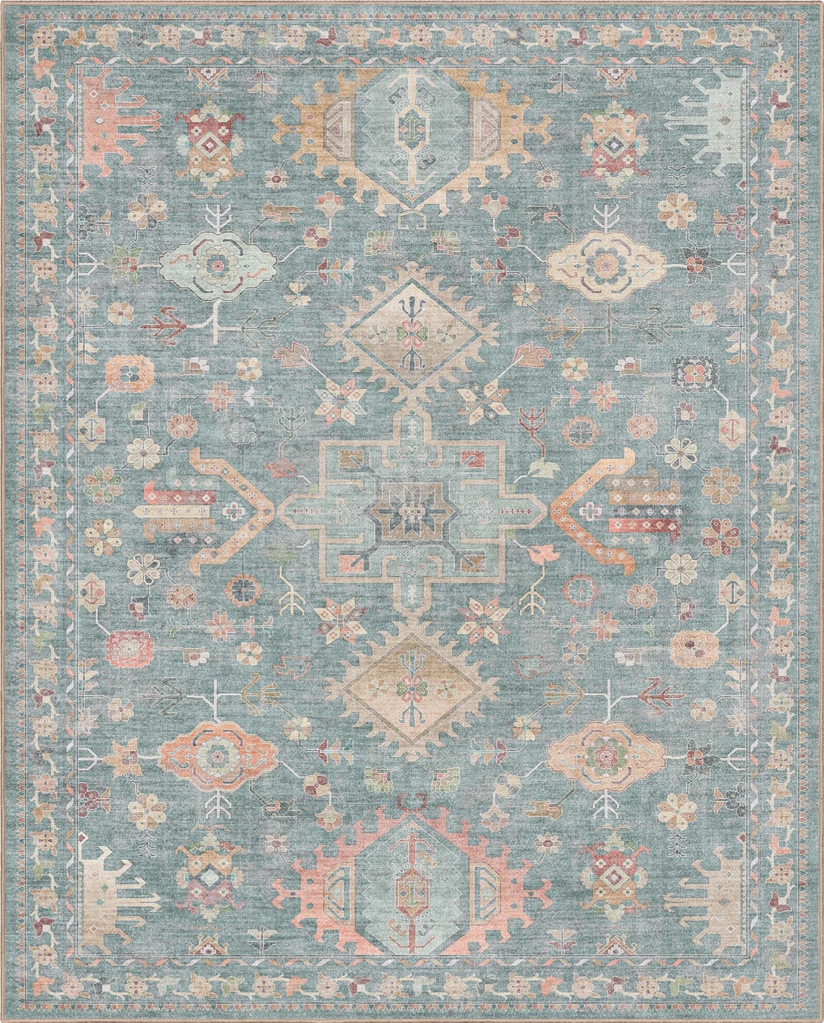 Delhi Vintage Medallion Diamond Pattern Rug – Easy Clean, Stylish Elegant Design、mySite、gigharbornorthrealestate