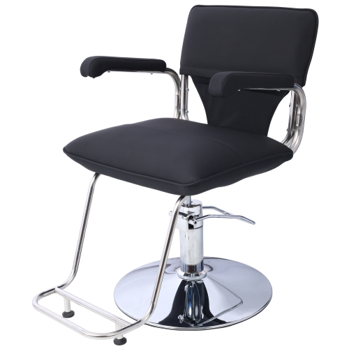 Stainless steel frame,Fashion style Hair Salon Chair Styling Heavy Duty Hydraulic Pump Barber Chair Beauty Shampoo Barbering Chair for Hair Stylist Women Man,with Barber Cape (Black)、、casual