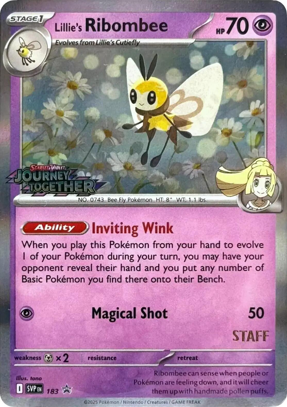 Lillie's Ribombee (183) (Prerelease Staff) Scarlet & Violet: Black Star Promos、mySite、waistdrama