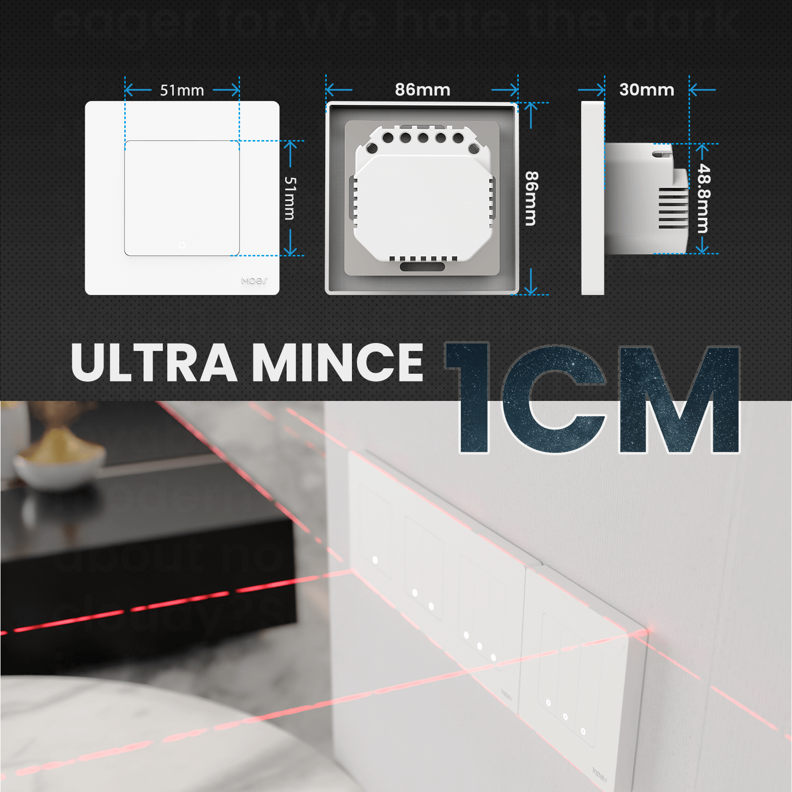 MOES 2nd Star Ring Smart ZigBee3.0 Push Button Light Switch Embedded Touch Switch & 2-4Gang Panel EU、mySite、fannypackpong