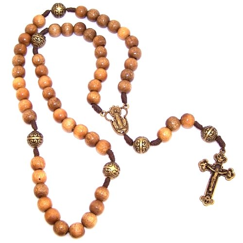 A Wooden Rosary with a Bronze tone center and a special Crucifix (10mm beads ...、mySite、topwebapps