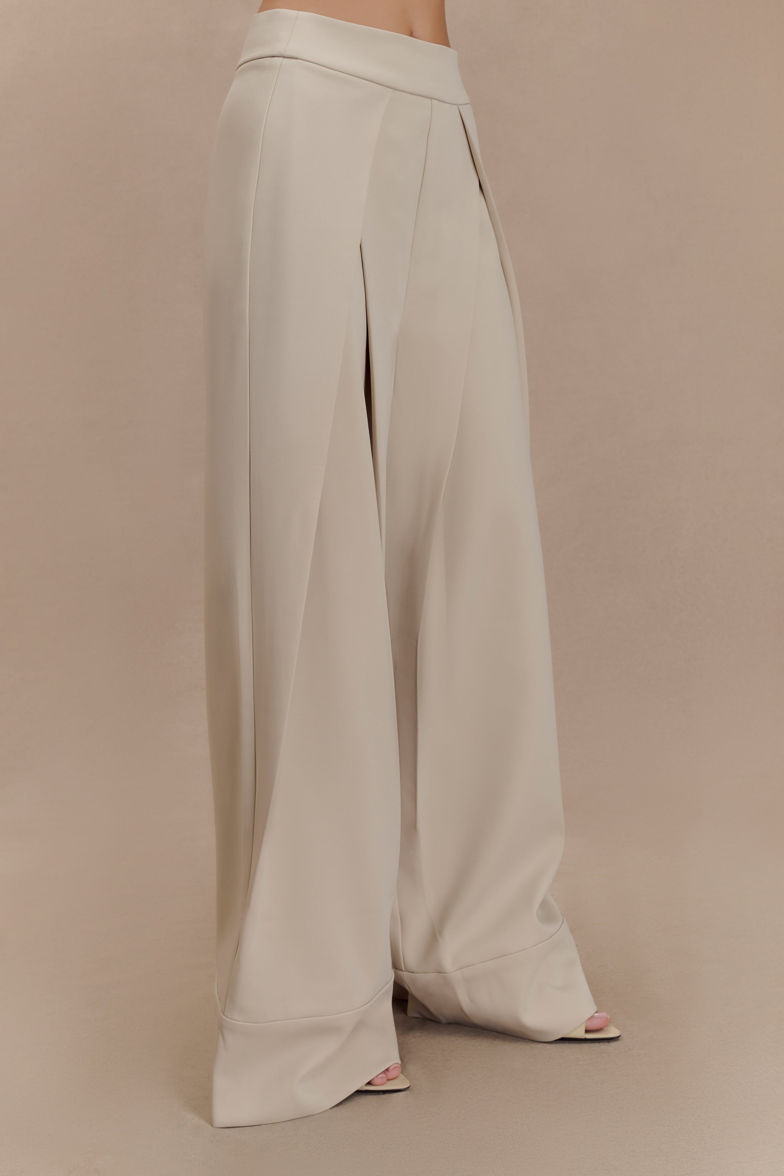 Katarina Wide Leg Suiting Pants - Sand、mySite、solidvoid