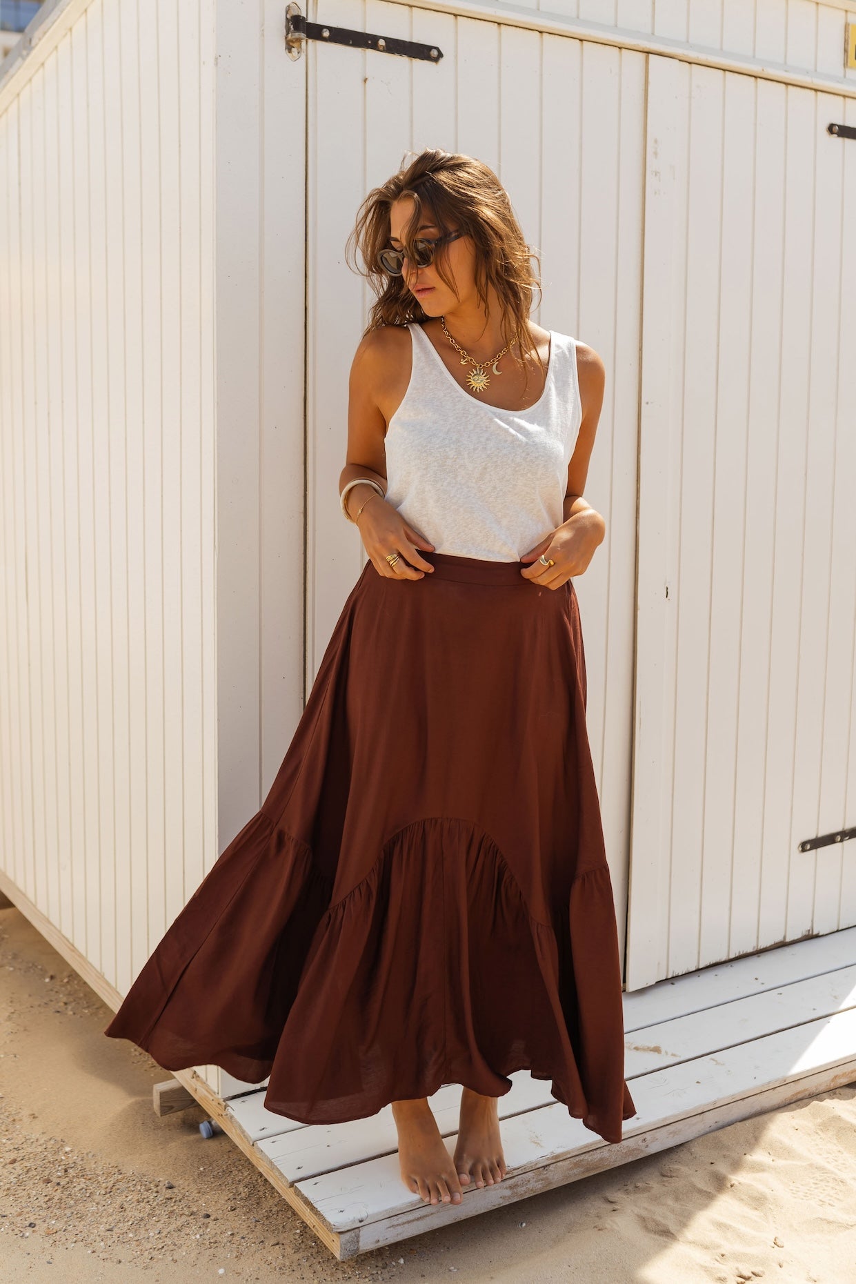 White pleated skirt