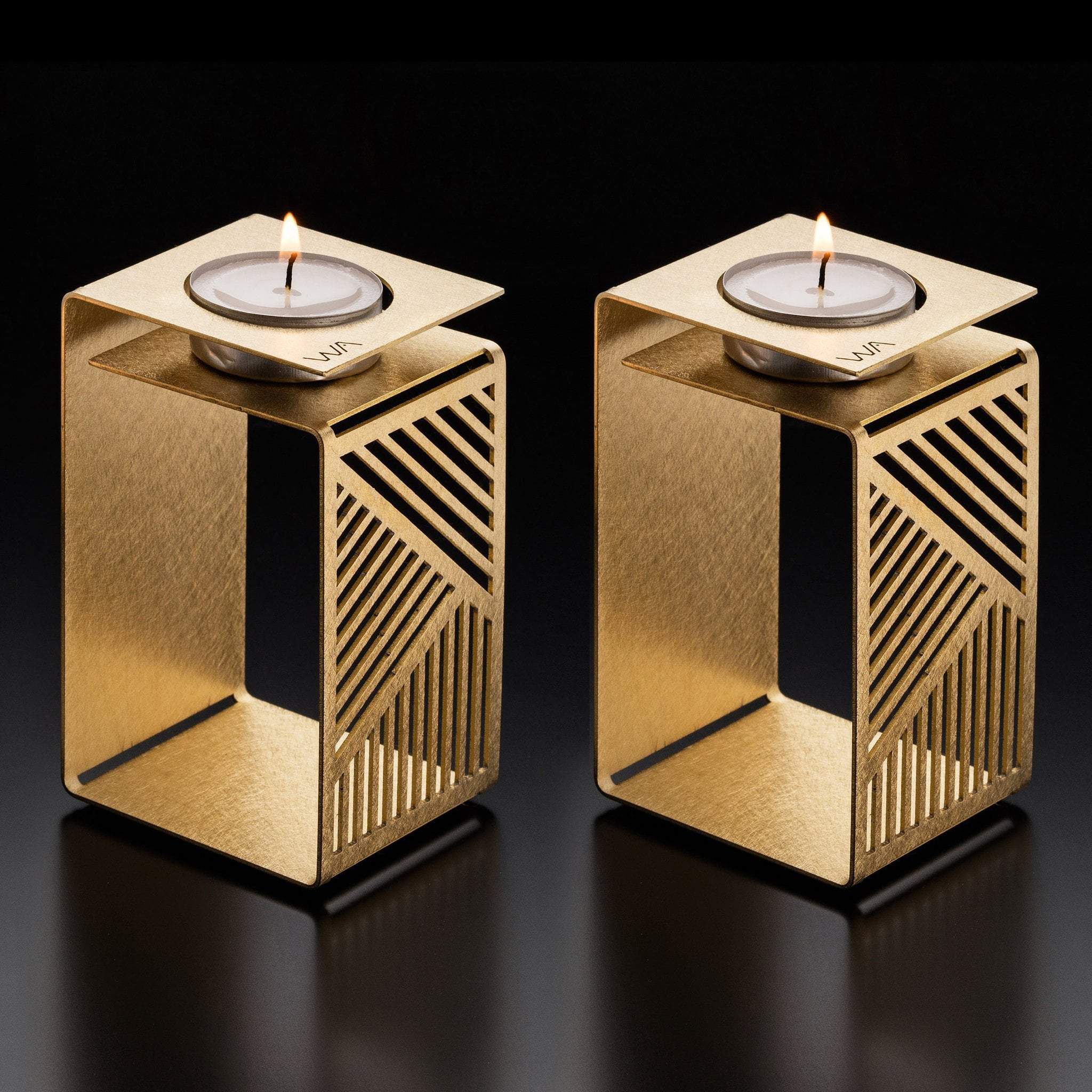 Karl Shabbat Candlesticks Set by Studio Wallaby - Brass、mySite、topwebapps