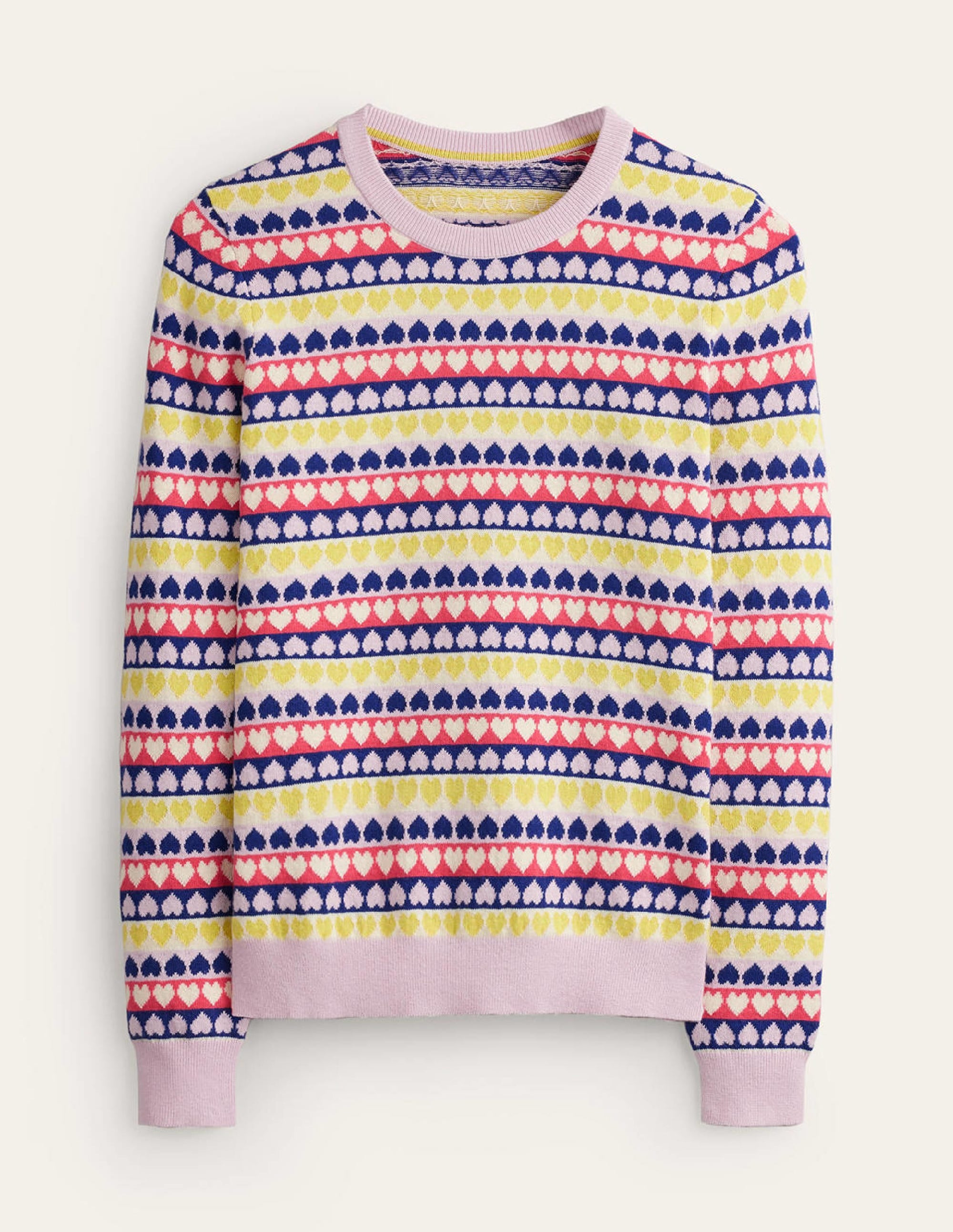  Isabel Heart Fair Isle Jumper-Multi, Ivory Geo Heart、mySite、ashleygrahame