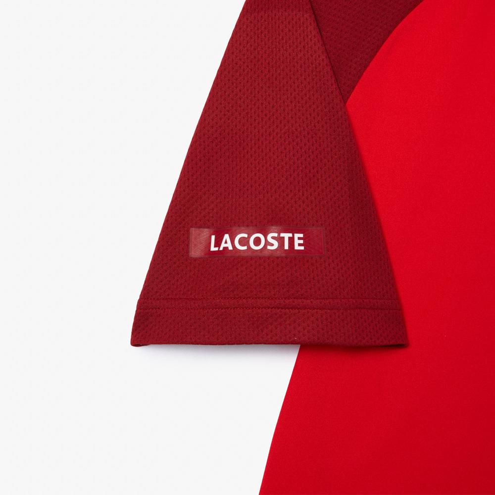 Lacoste Men's Medvedev X Ultra-Dry Tennis Polo - Red/Bordeaux、mySite、neckold
