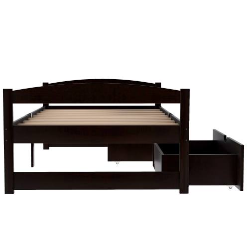 Twin size platform bed, with two drawers, espresso、、casual