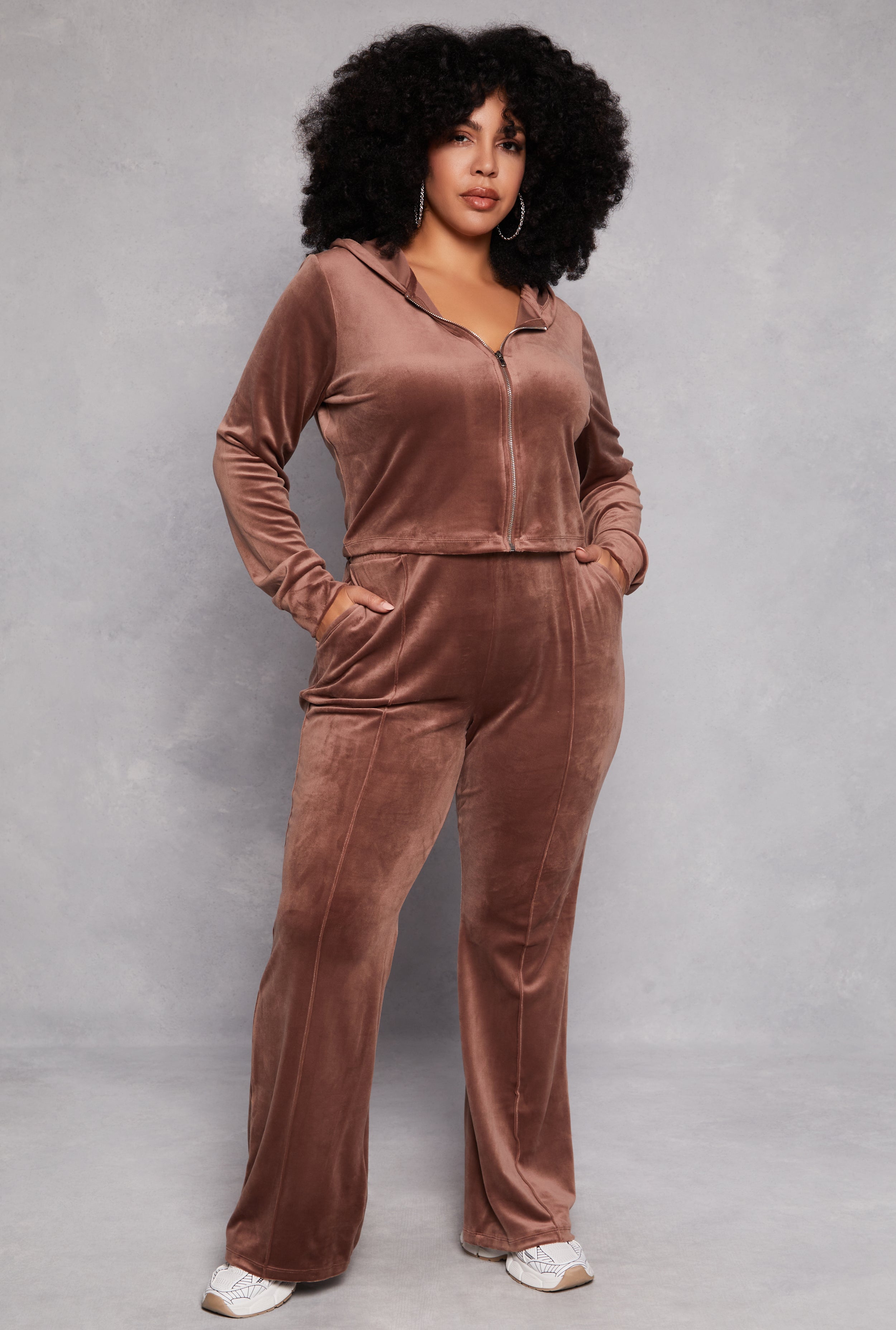 Plus Size Iris Velour Hooded Sweatshirt、mySite、camillekostekn