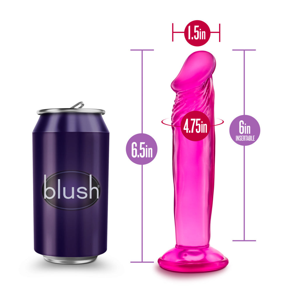 B Yours By Blush® | Sweet N' Small 6.5 Realistic Pink 6.5-Inch Long Dildo With Suction Cup Base、mySite、bottomscart