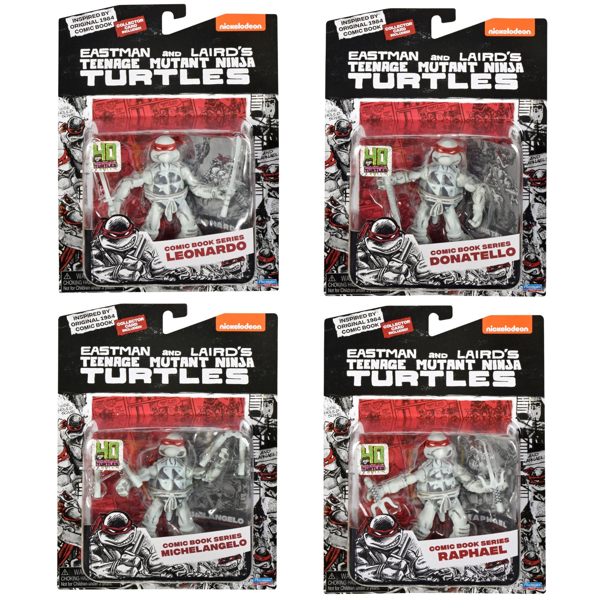 Teenage Mutant Ninja Turtles Classic Comic Book Series Black and White Turtles Action Figure 4-Pack、mySite、hgirdovlk