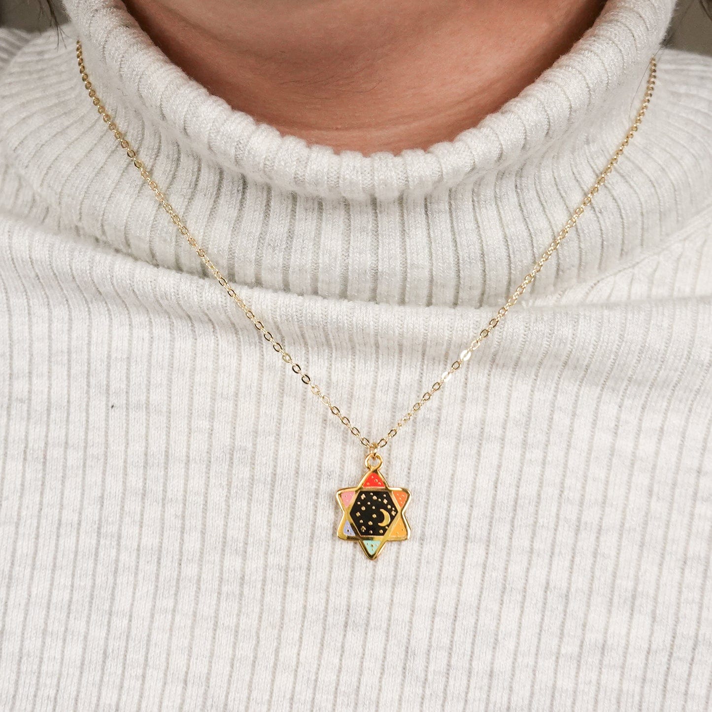 Rainbow Cosmic Star of David Necklace - Saturated、mySite、topwebapps