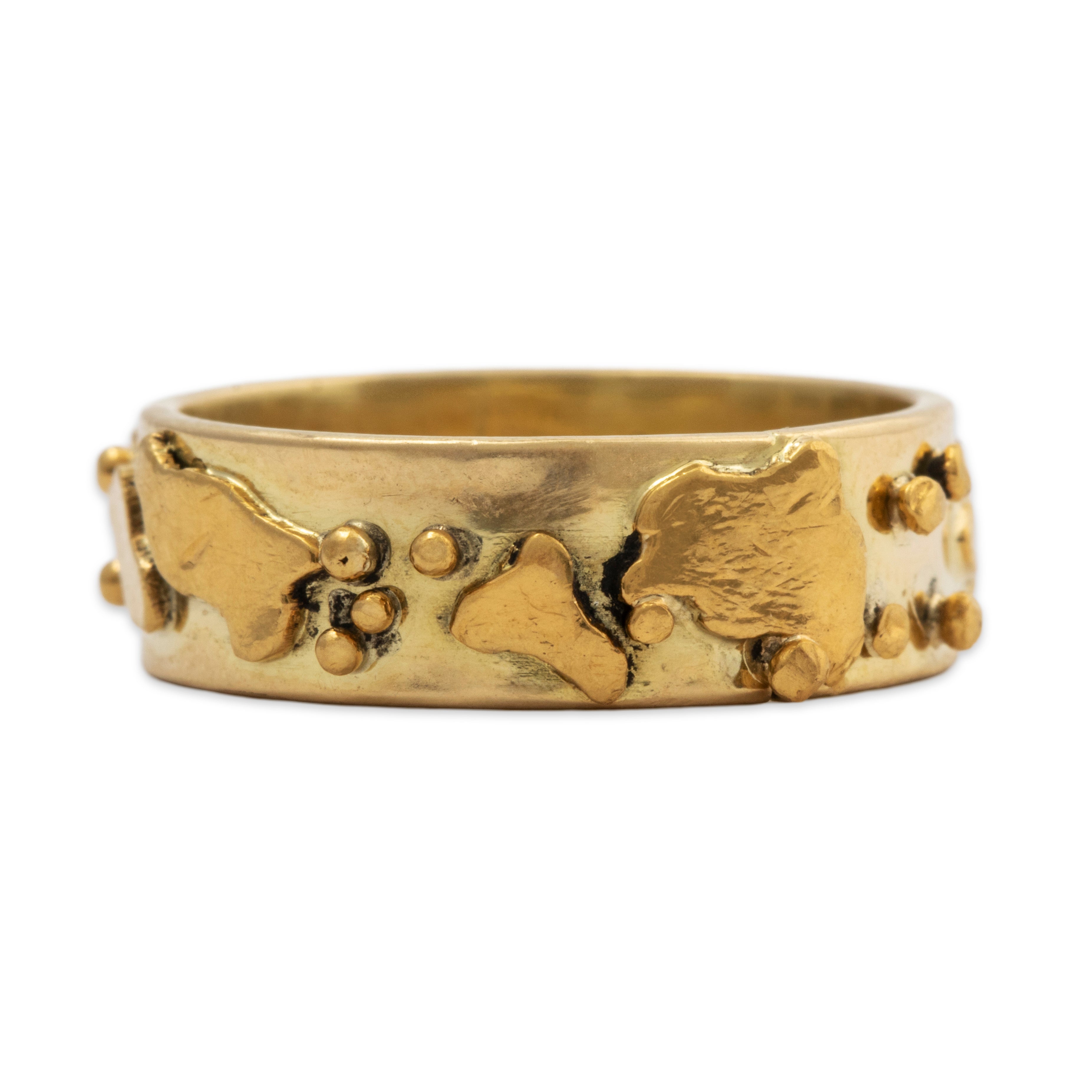 Vintage 18 & 24k Yellow Gold Abstract Applied Adornment Band Ring 5.5、mySite、hinf8tx79