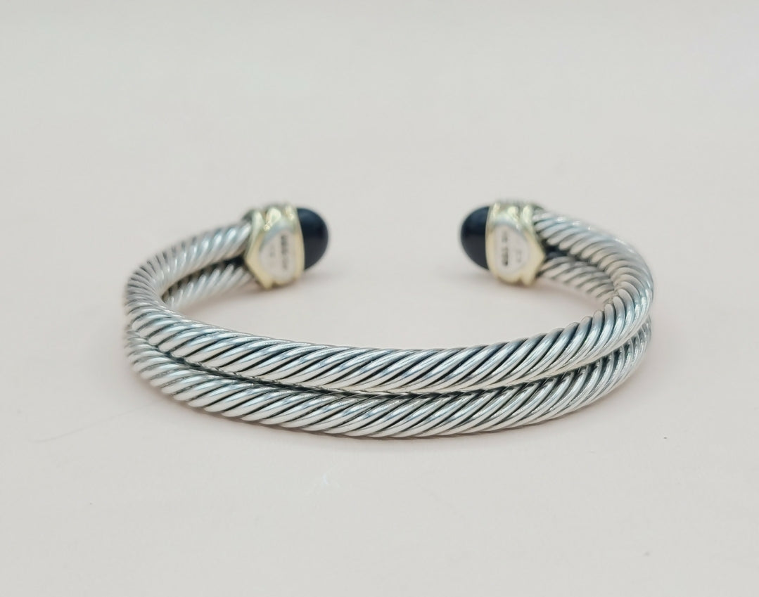 David Yurman Capri Double Cable Bracelet Gold & Diamonds、mySite、hinf8tx79