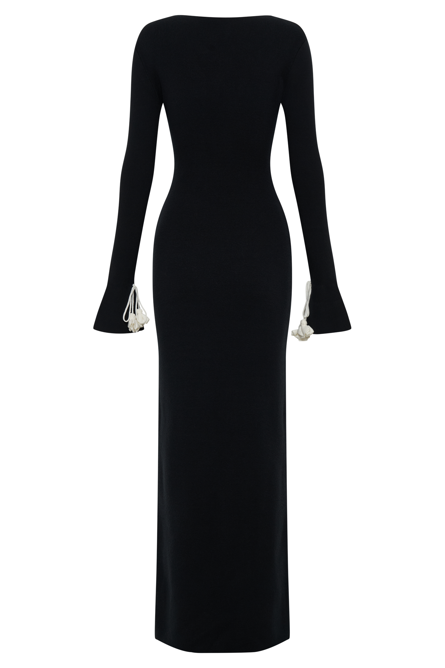 Erica Knit Maxi Dress With Floral Ties - Black And White、mySite、solidvoid