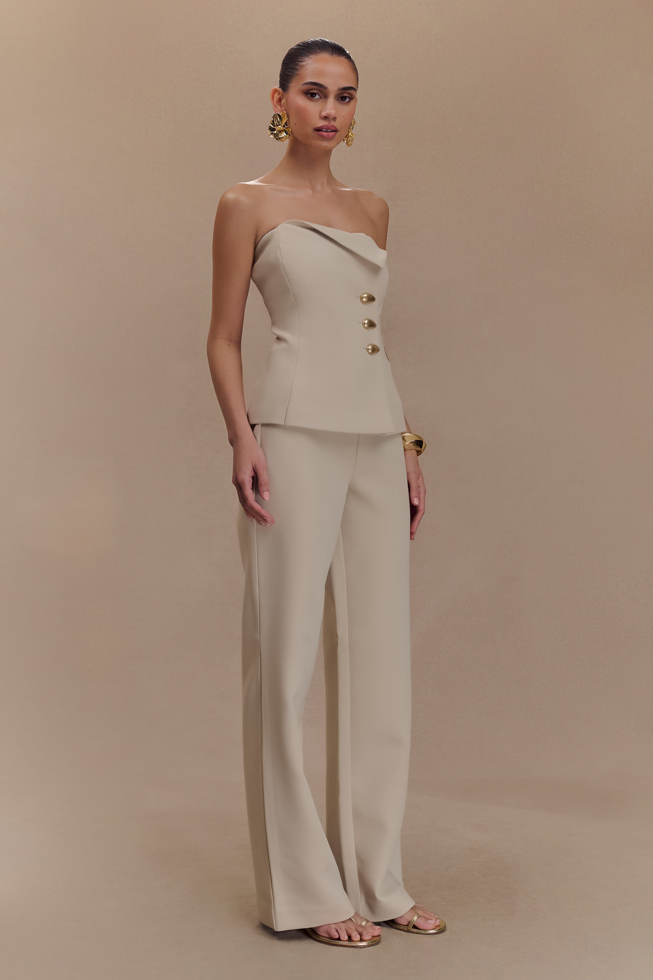 Lindie Straight Leg Suiting Pants - Sand、mySite、solidvoid