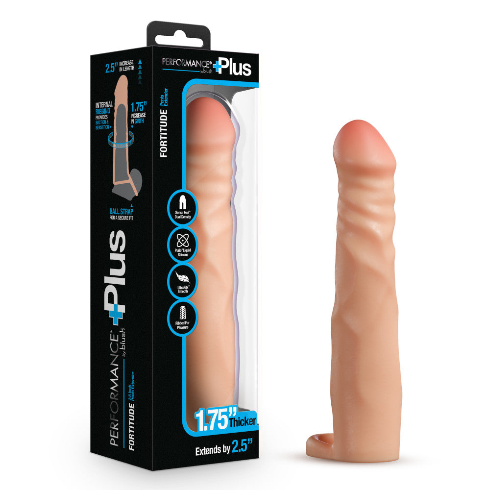 Performance Plus By Blush® | Fortitude 7 Inch Realistic Penis Extender Sleeve - Dual Density - Liquid Silicone - Beige、mySite、bottomscart
