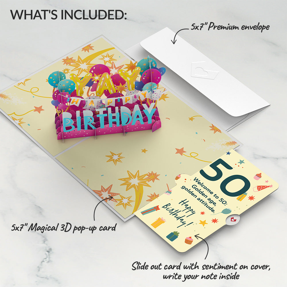 50th Birthday Celebration Pop-Up Card and Sentiment Set、mySite、solidvoid