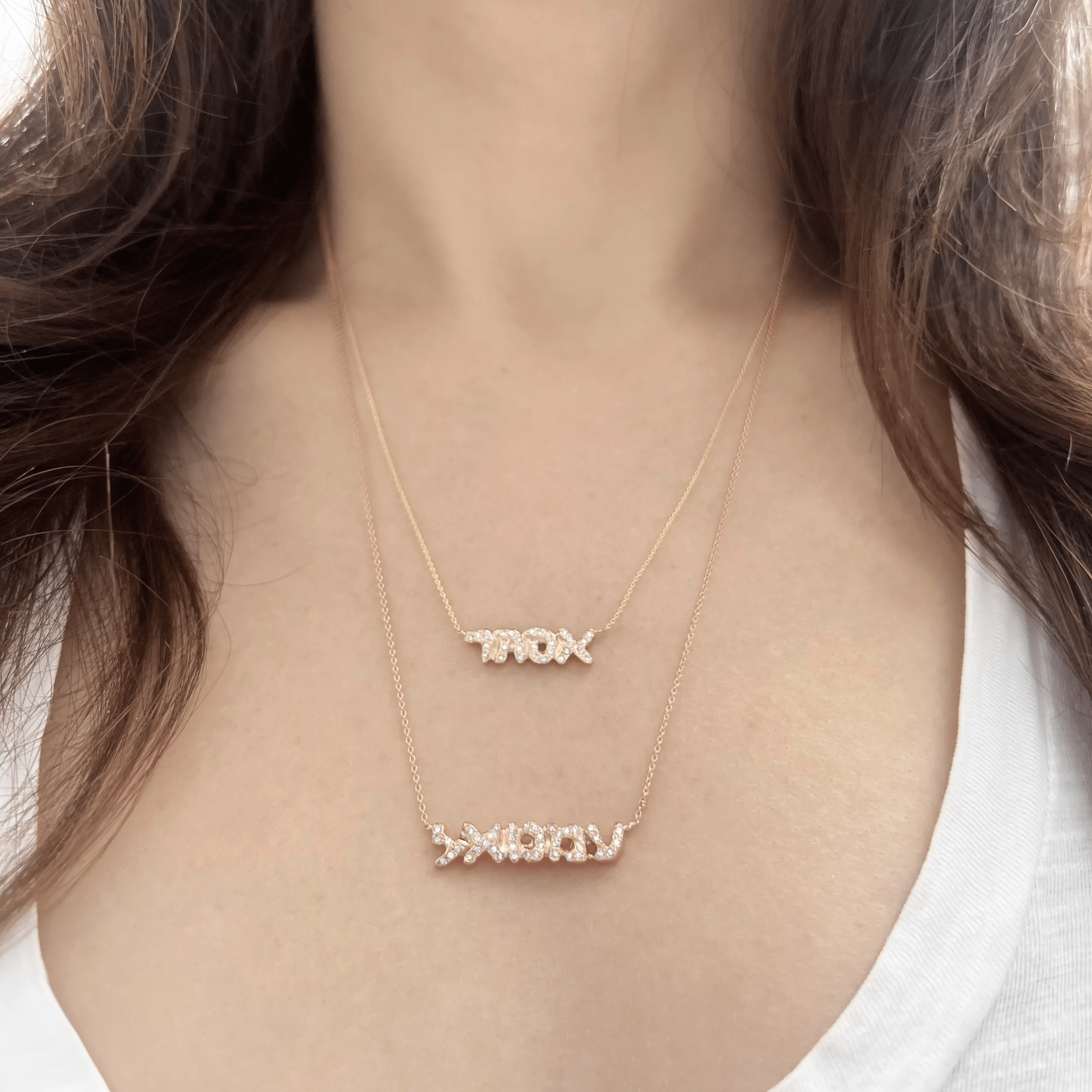 Diamond Hebrew Name Necklace by Elisa Solomon - 14k Yellow, White or Rose Gold、mySite、topwebapps