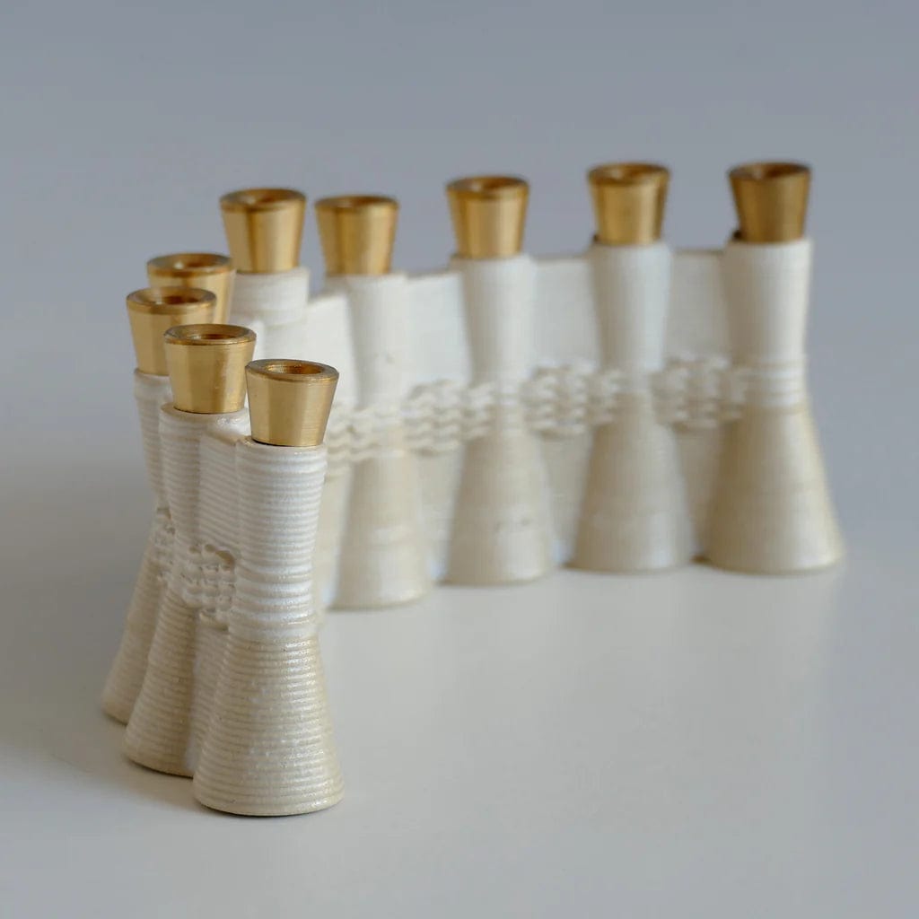 Wavy 3D Printed Clay Menorah - Natural Beige、mySite、topwebapps