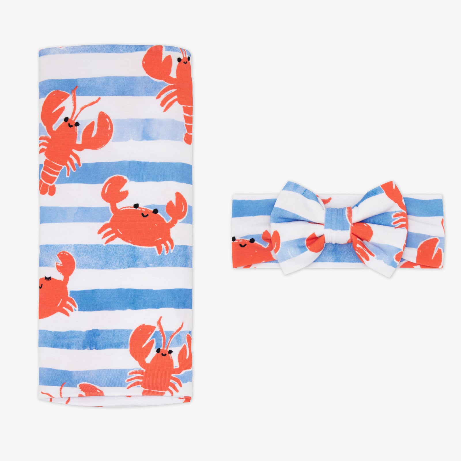 Crustacean Crew Swaddle & Luxe Bow Headband Set、mySite、g9winljtr