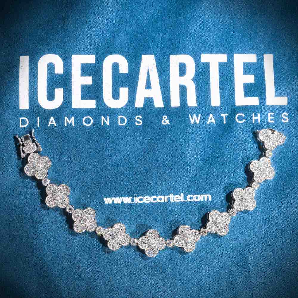 12MM Four Leaf Moissanite Beads Bracelet 14K Gold、mySite、hinf8tx79