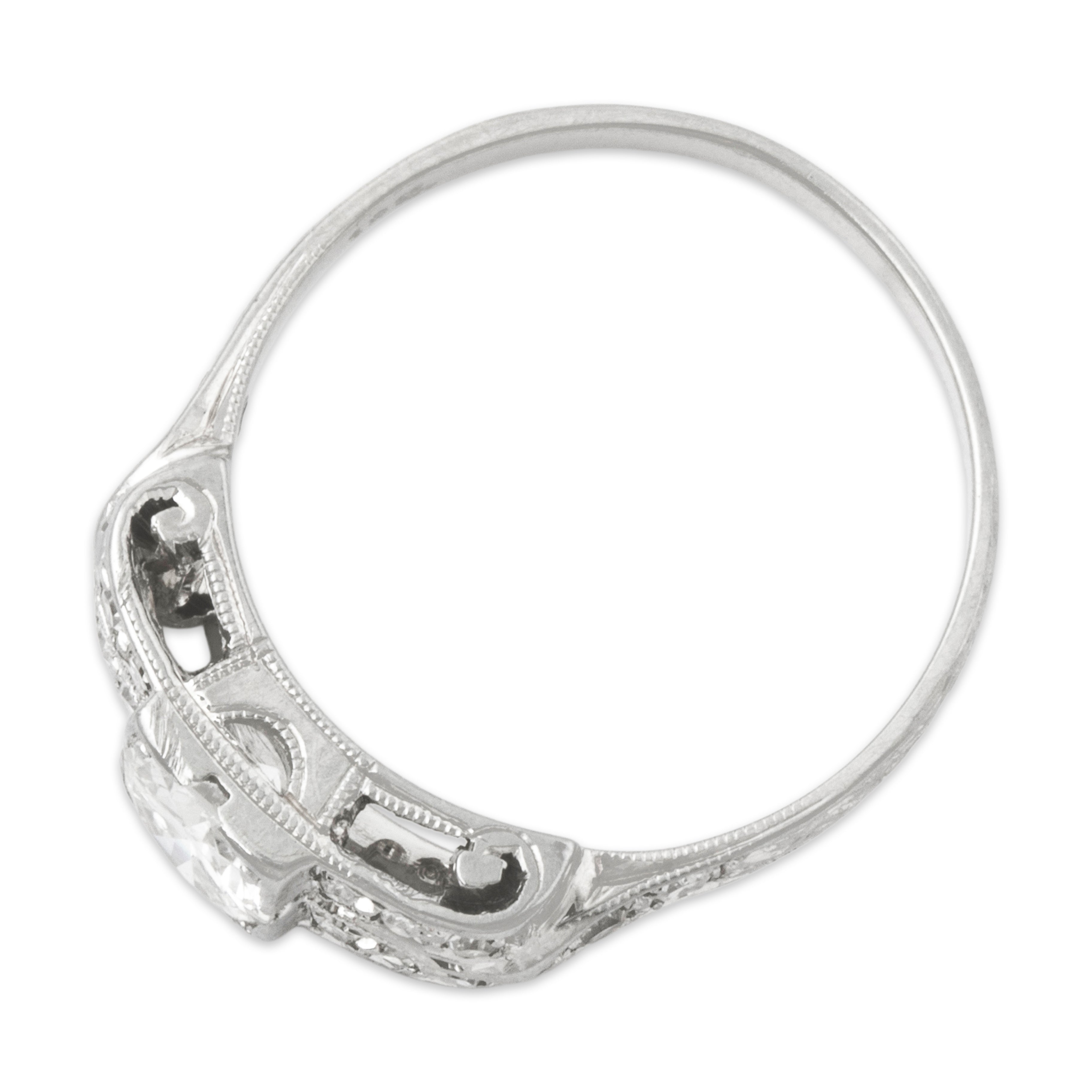 Antique Art Deco Platinum .738cttw Diamond Milgrain Ring 6.50、mySite、hinf8tx79