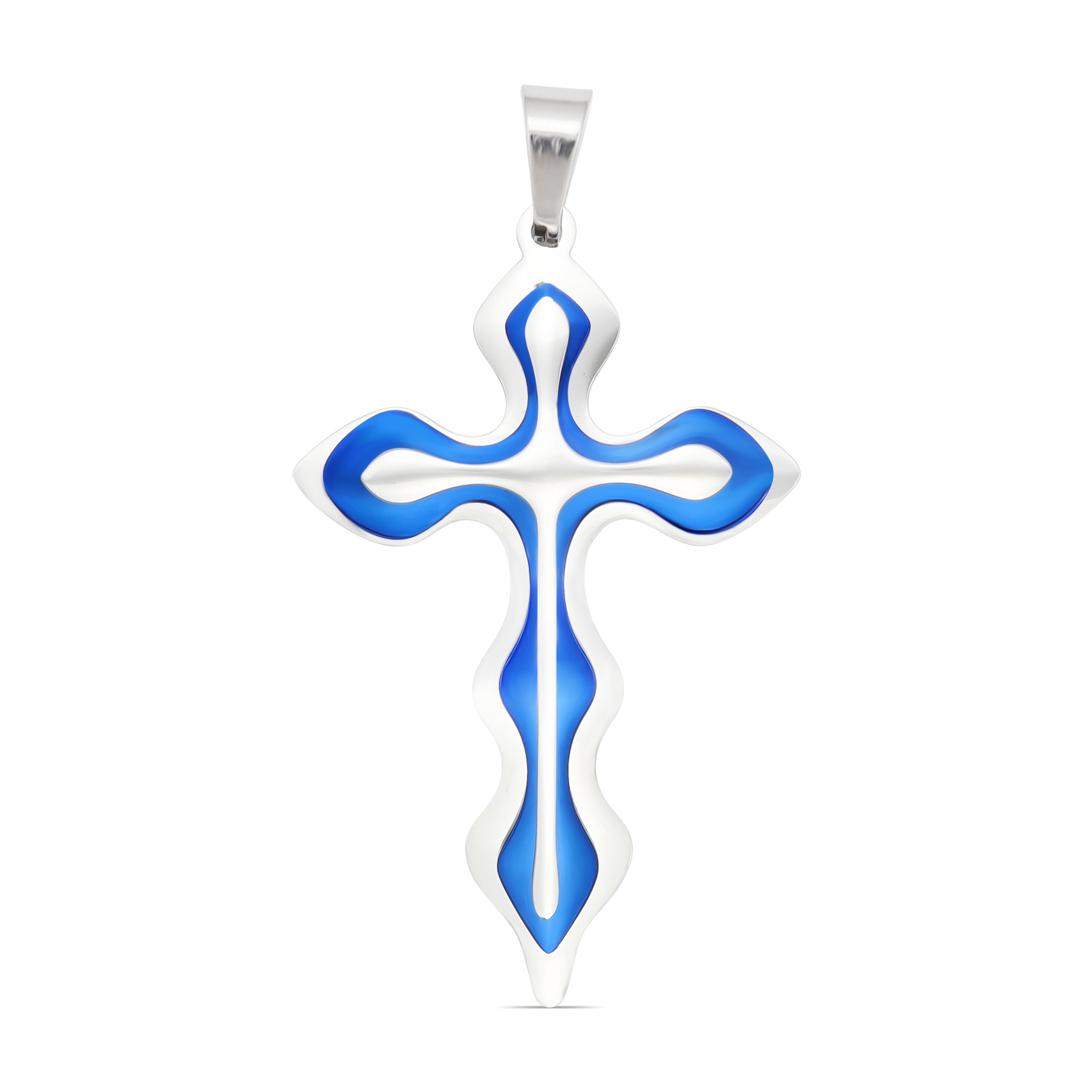 Stainless Steel And Blue Triple Layer Cross Pendant / PDL9013、mySite、dreamappss