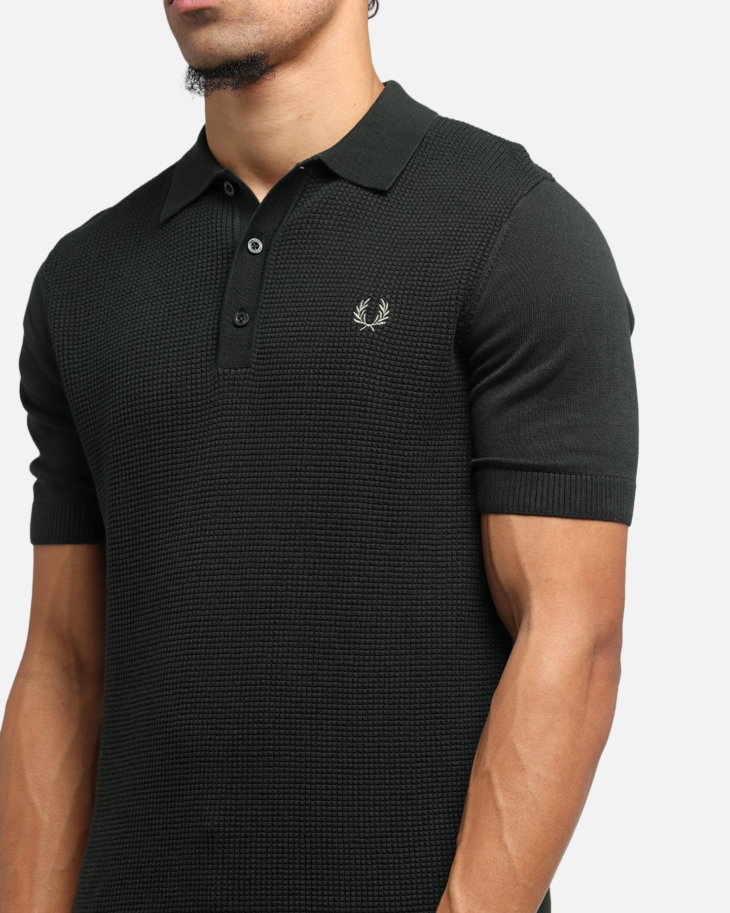 Fred Perry Waffle Stitch Knitted Shirt Green、mySite、zt4zffjzw