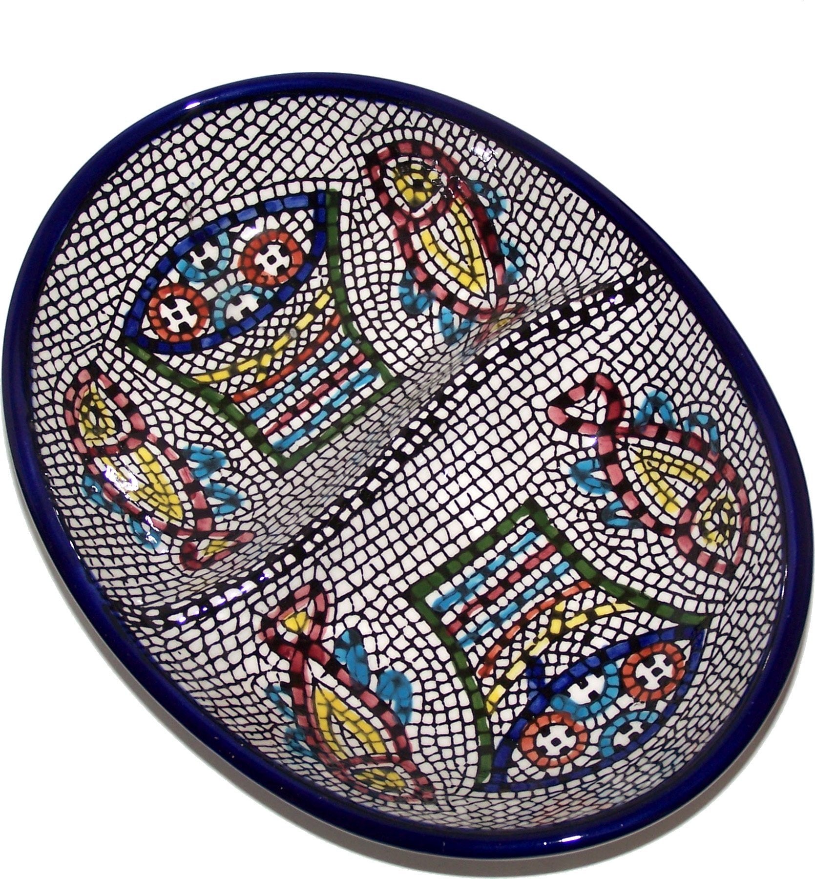  Double Dish Tabgha - Miracle of Multiplication of Fish and Bread Ceramic Serving Snack Dish (7.5 Inches) - Asfour Outlet Trademark、mySite、elrpsem3k