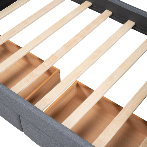 Upholstered Twin Size daybed with Two Drawers, Wood Slat Support, Gray(OLD SKU :LP000011AAE)、、casual