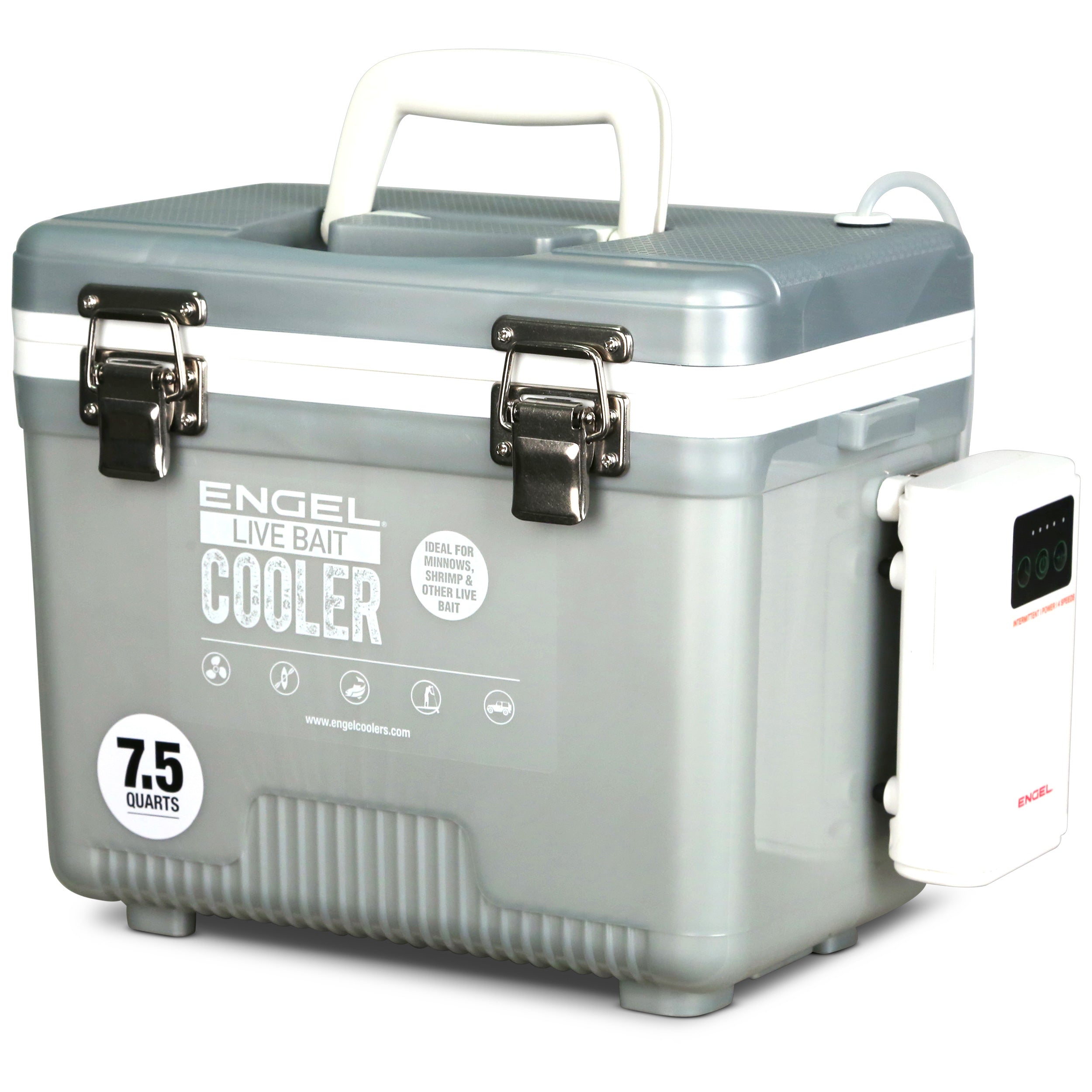 Engel 7.5Qt Live bait Pro Cooler with AP3 Rechargeable Aerator & Stainless Hardware、mySite、noshort
