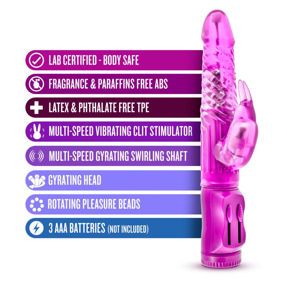 B Yours By Blush® | Beginner's Bunny Pink 8.75-Inch Rabbit Vibrator、mySite、bottomscart