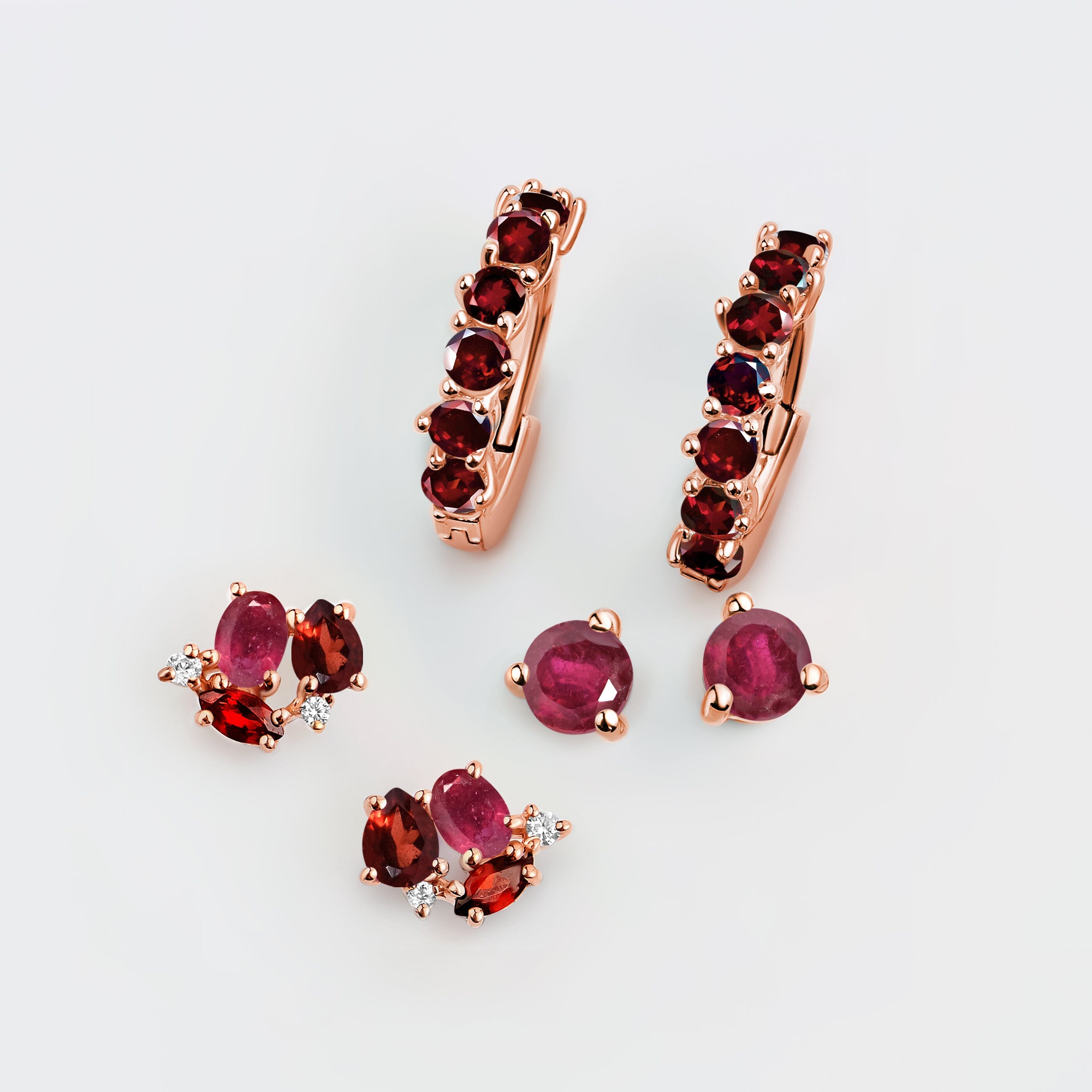 Ruby & Garnet Hoop Earring Set - High Vibe Trio、mySite、hinf8tx79