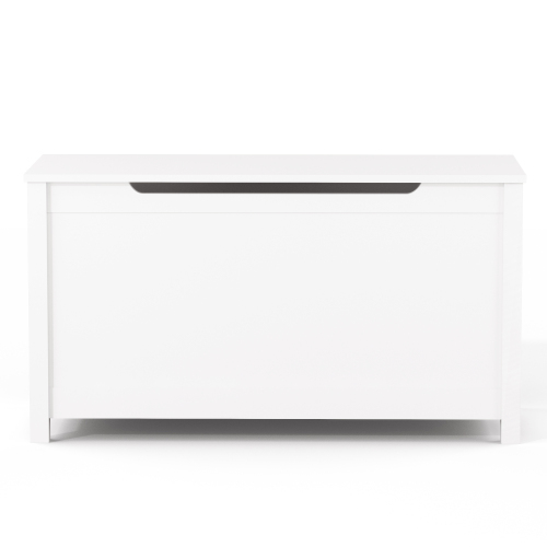 Kids Wooden Toy Box Storage with Safety Hinged Lid for Ages 2+ (White)、、casual