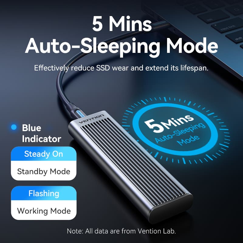 Vention M.2 NVMe & SATA SSD Enclosure (USB 3.2 Gen 2-C) with Heat Sink Gray Aluminum Alloy Type、mySite、fannypackpong