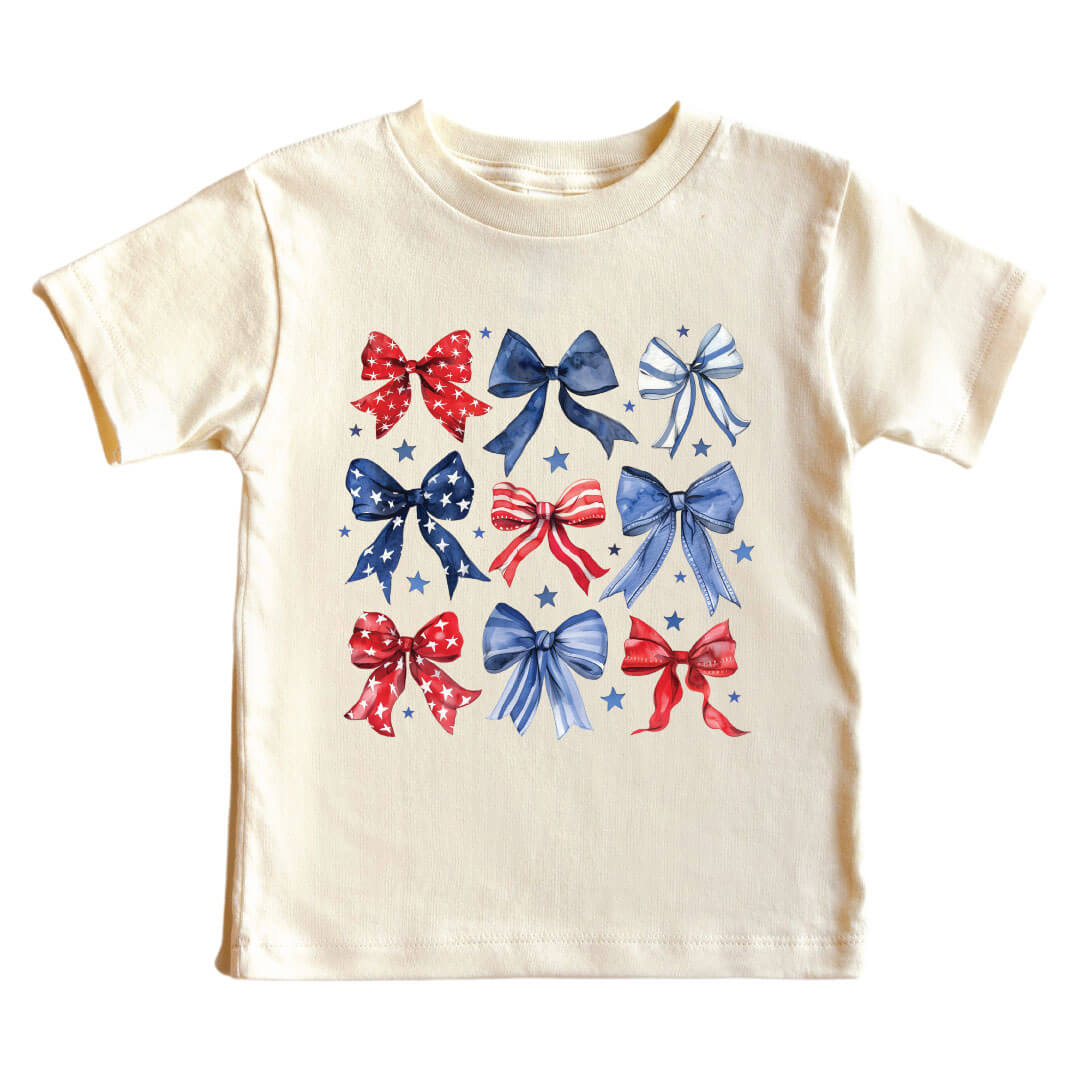  Red, White, & Bows Kids Graphic Tee | Natural、mySite、layawaytickets