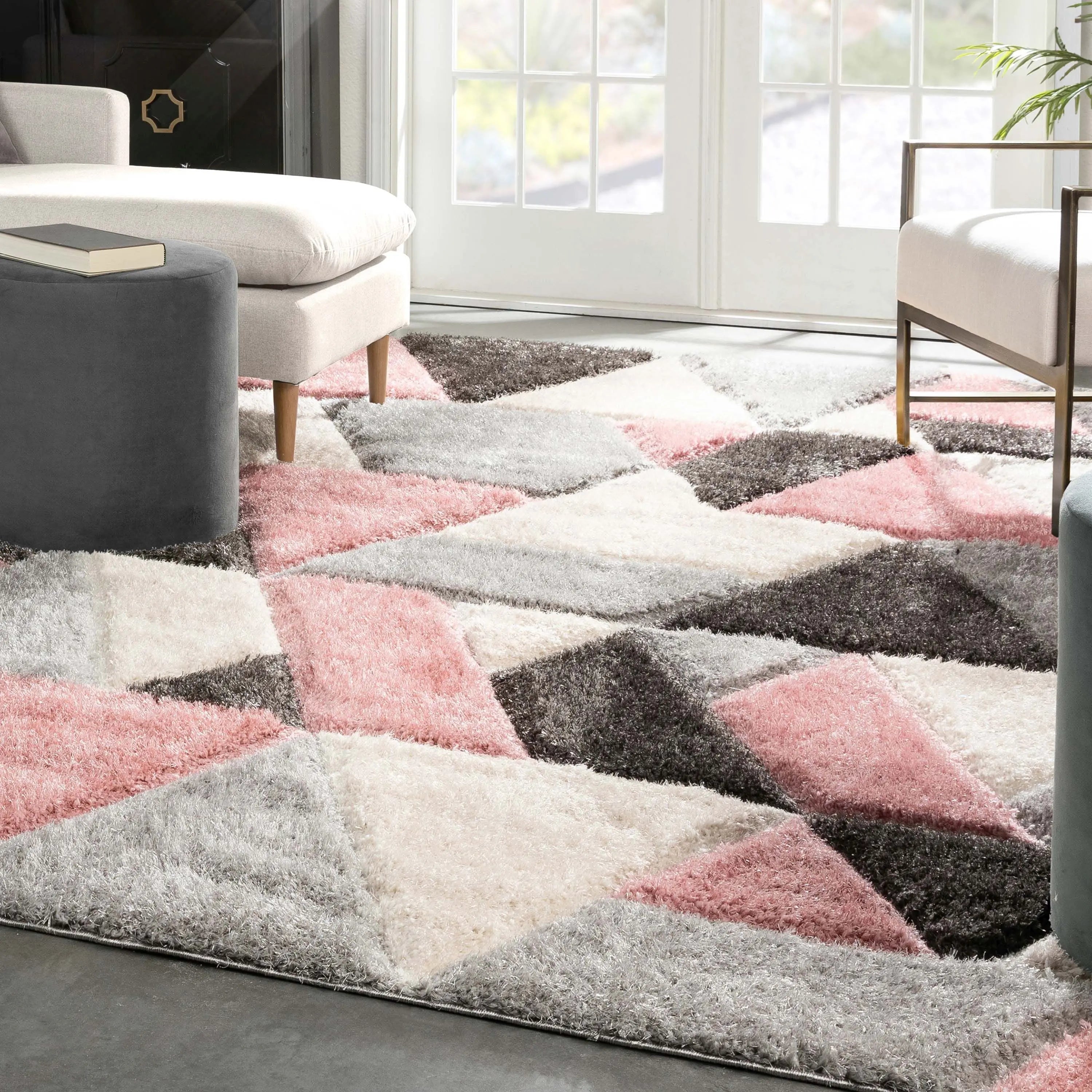 Holland Modern Geometric Blush 3D Textured Thick & Soft Shag Rug、mySite、gigharbornorthrealestate