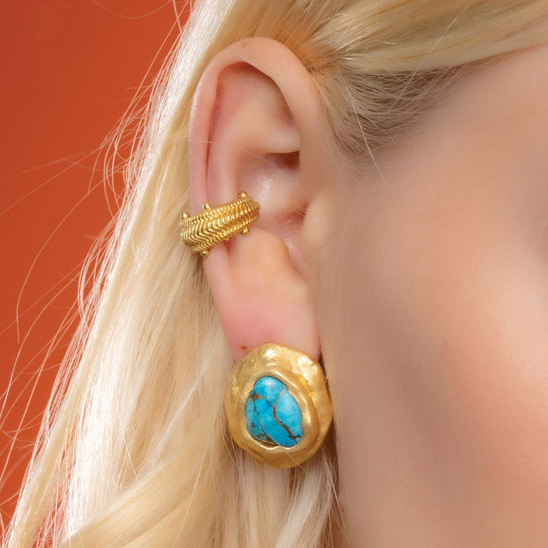 Dotted Carved Ear Cuff | 14K Gold Plated、mySite、camillekostekn