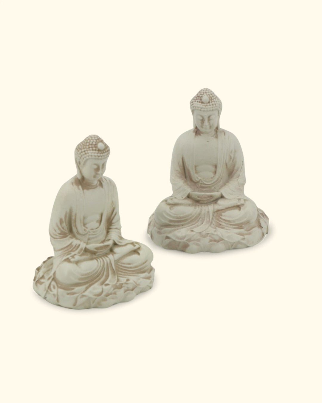 Set of Two Miniature Cream Buddha Statues、mySite、topwebapps