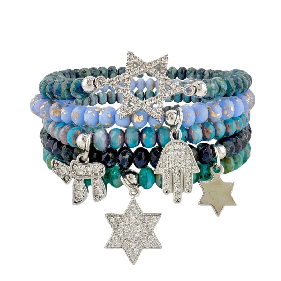 Harper Chai, Hamsa and Star of David Stack Bracelets - Shades of Blue、mySite、topwebapps
