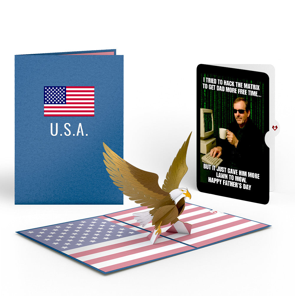 Patriotic Eagle Father's Day Pop-Up Card and Matrix Hacker Sentiment Set、mySite、solidvoid