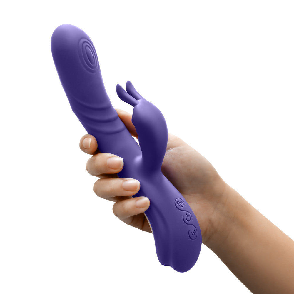 Blush | Harper 8.75 Inch G Spot Clitoral Dual Stimulation Silicone Rabbit Vibrator With 5 Shaft Vibrations - Midnight、mySite、bottomscart