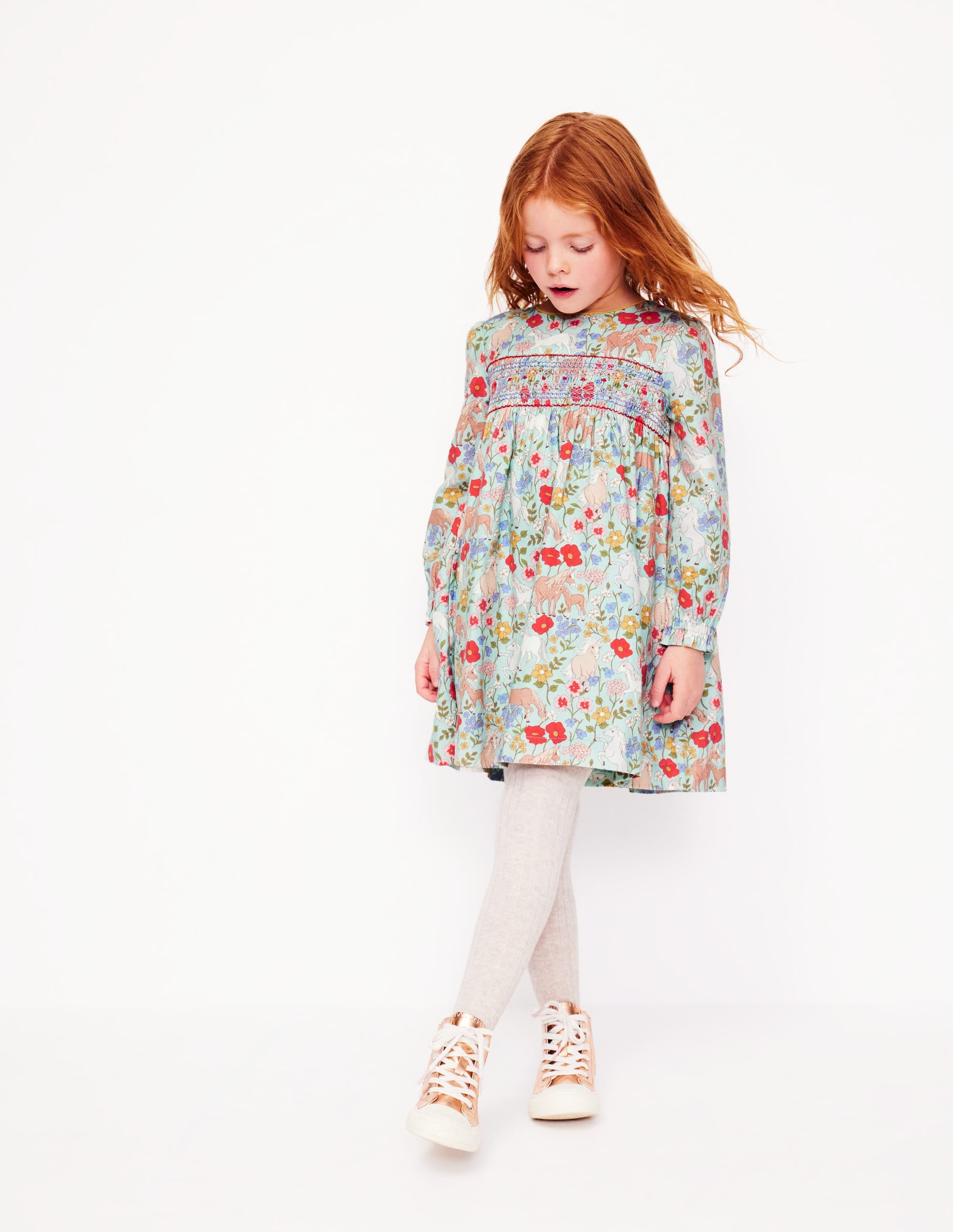  Bess Cosy Smocked Dress-Blue Frost Pony Floral、mySite、ashleygrahame