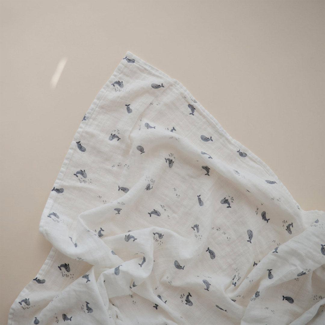  Mushie Organic Muslin Swaddle - Whales、mySite、merchandisen