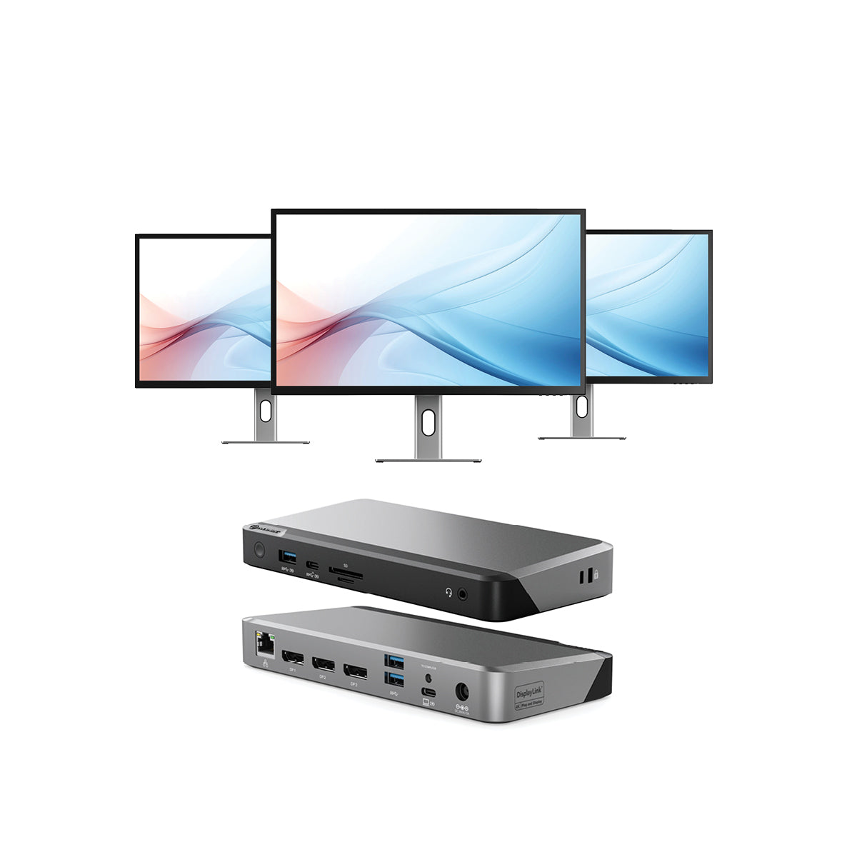 Clarity Max 32 UHD 4K Monitor with USB-C Power Delivery (Pack of 3) + DX3 Triple 4K Display Universal Docking Station _ with 100W Power Delivery、mySite、fannypackpong