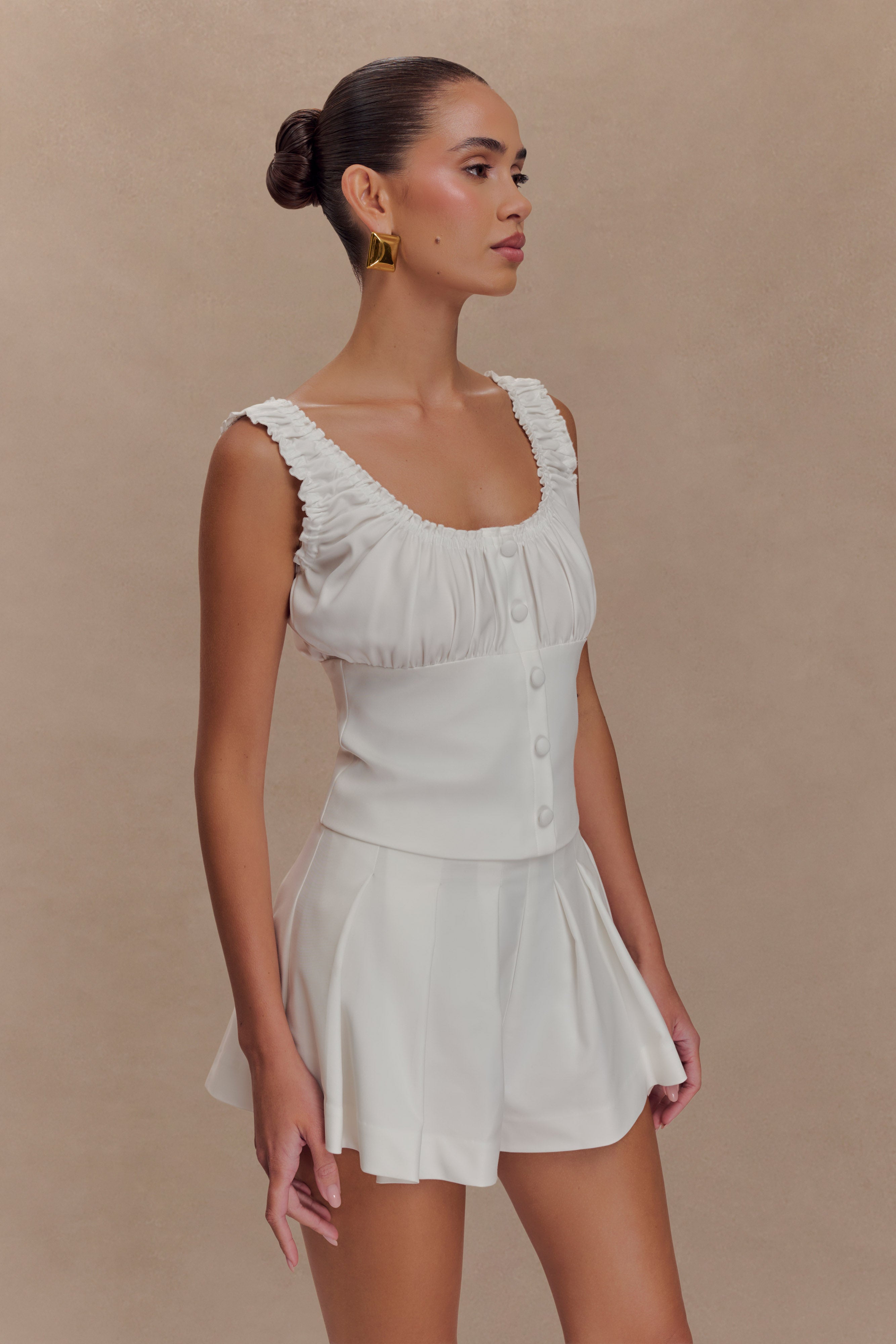 Issy Cotton Shorts - White、mySite、solidvoid