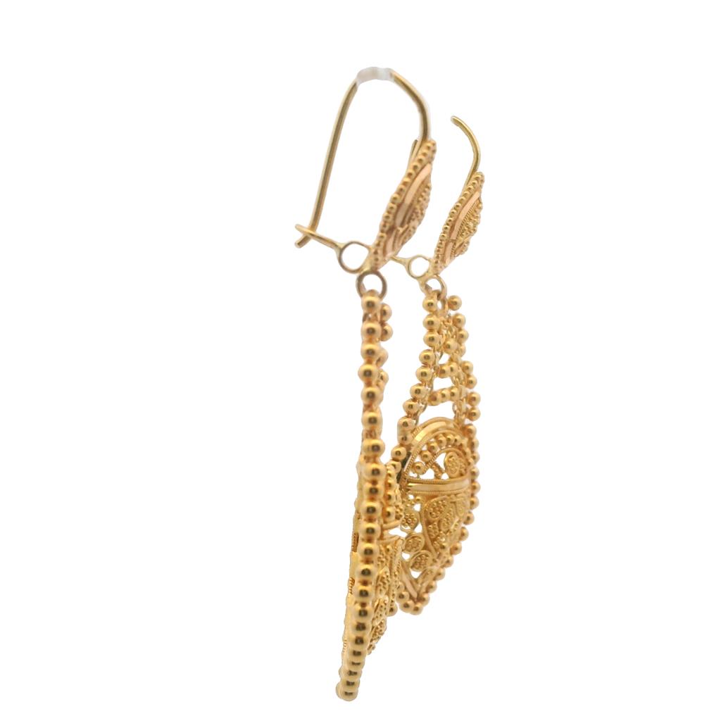  Estate 22K Yellow Gold Filigree Drop Earrings