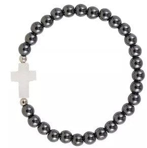 Hematite Bead Cross Bracelet Assorted Colors Stretch、mySite、g9winljtr